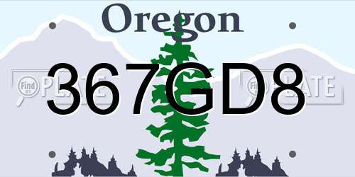 367GD8 Oregon License Plate