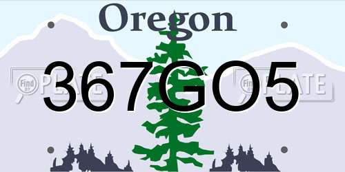 367GO5 Oregon License Plate