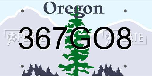 367GO8 Oregon License Plate