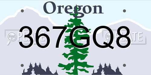 367GQ8 Oregon License Plate