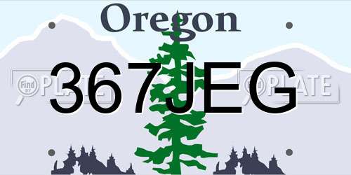 367JEG Oregon License Plate
