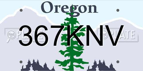 367KNV Oregon License Plate