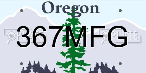 367MFG Oregon License Plate