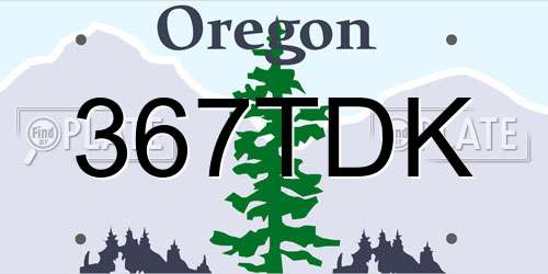 367TDK Oregon License Plate