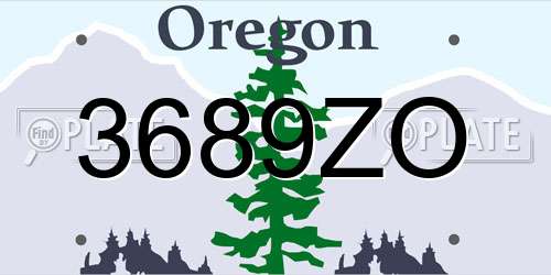 3689ZO Oregon License Plate