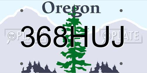 368HUJ Oregon License Plate