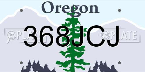 368JCJ Oregon License Plate