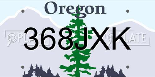 368JXK Oregon License Plate