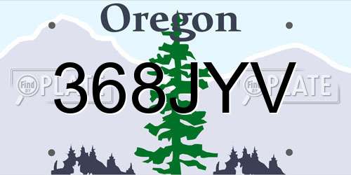368JYV Oregon License Plate