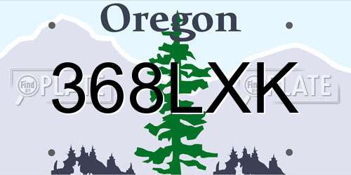 368LXK Oregon License Plate
