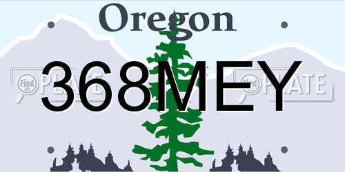 368MEY Oregon License Plate