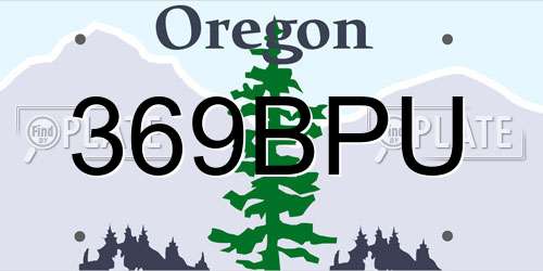 369BPU Oregon License Plate