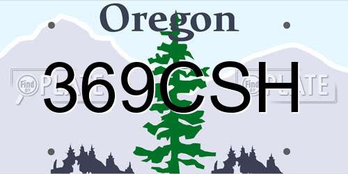 369CSH Oregon License Plate