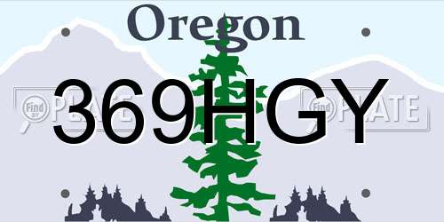 369HGY Oregon License Plate
