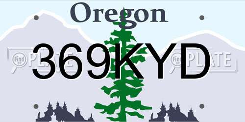 369KYD Oregon License Plate