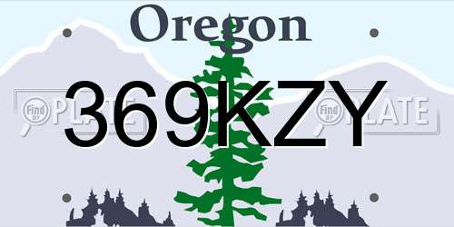 369KZY Oregon License Plate