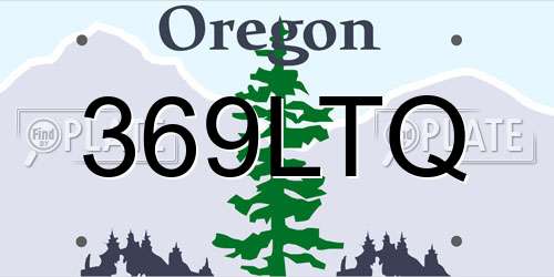 369LTQ Oregon License Plate