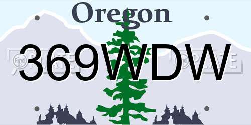 369WDW Oregon License Plate