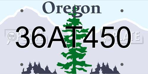 36AT450 Oregon License Plate