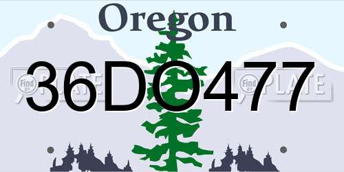 36DO477 Oregon License Plate