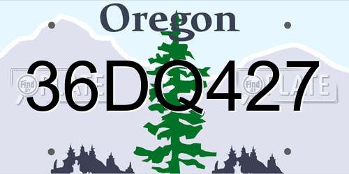36DQ427 Oregon License Plate