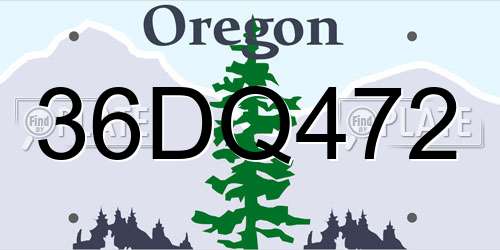 36DQ472 Oregon License Plate