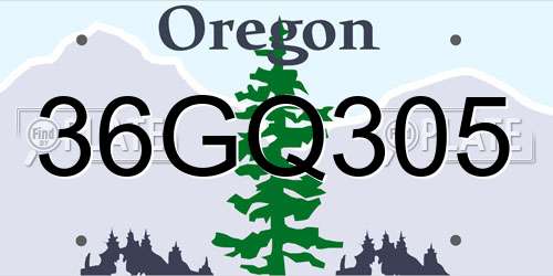 36GQ305 Oregon License Plate