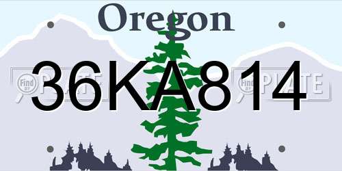 36KA814 Oregon License Plate