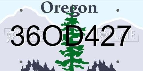 36OD427 Oregon License Plate