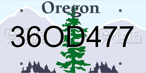 36OD477 Oregon License Plate