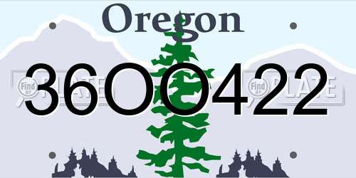 36OO422 Oregon License Plate