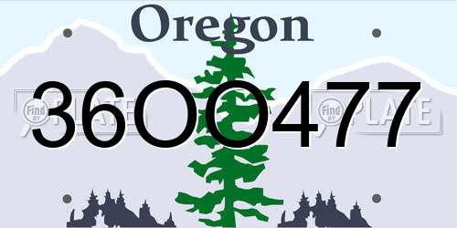 36OO477 Oregon License Plate