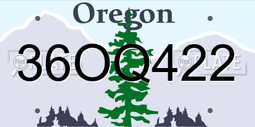 36OQ422 Oregon License Plate
