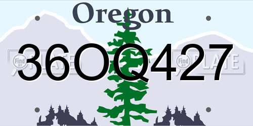 36OQ427 Oregon License Plate
