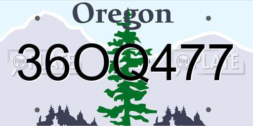 36OQ477 Oregon License Plate
