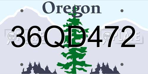 36QD472 Oregon License Plate