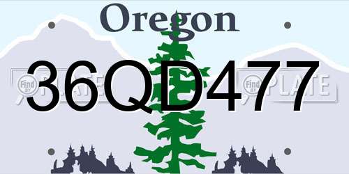 36QD477 Oregon License Plate