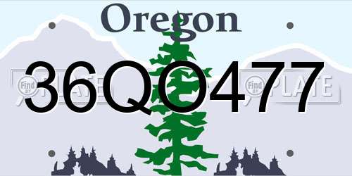 36QO477 Oregon License Plate