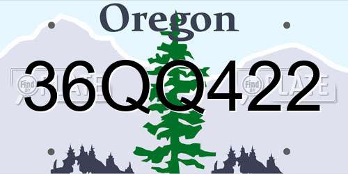 36QQ422 Oregon License Plate