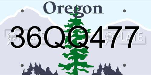 36QQ477 Oregon License Plate