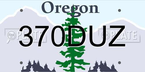 370DUZ Oregon License Plate