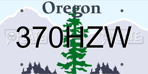 370HZW Oregon License Plate