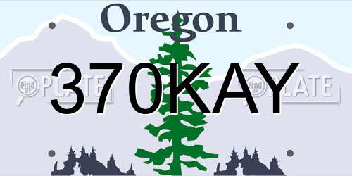370KAY Oregon License Plate