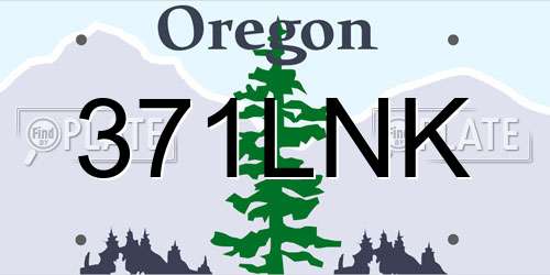 371LNK Oregon License Plate