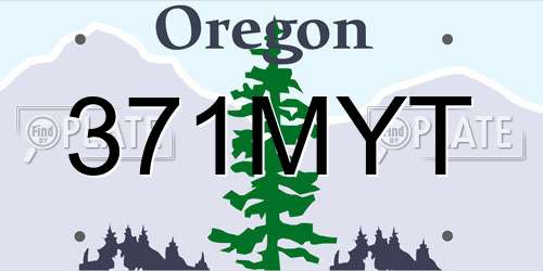 371MYT Oregon License Plate