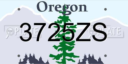 3725ZS Oregon License Plate