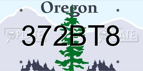 372BT8 Oregon License Plate