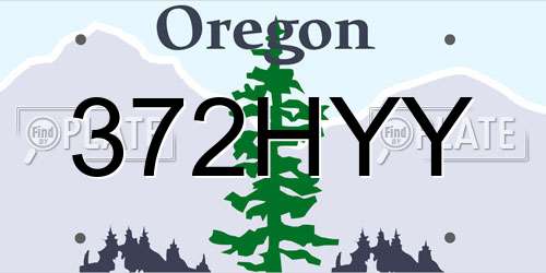 372HYY Oregon License Plate