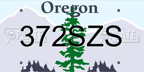 372SZS Oregon License Plate