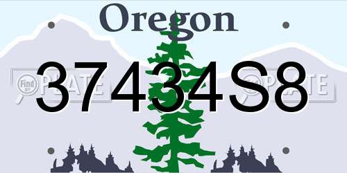37434S8 Oregon License Plate